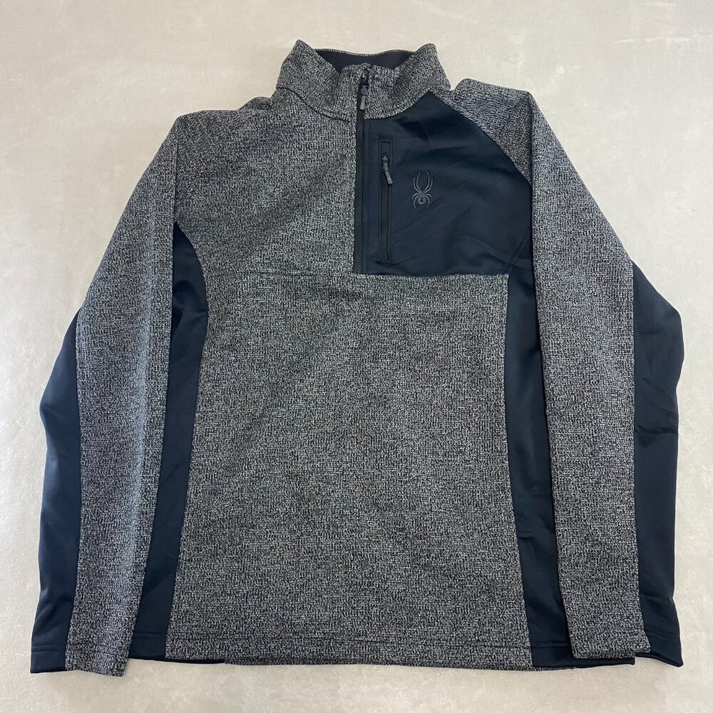 Spyder Men's 1/4 Quarter Zip Outbound Jacket Pullover Sweater, Gray/Black, XL